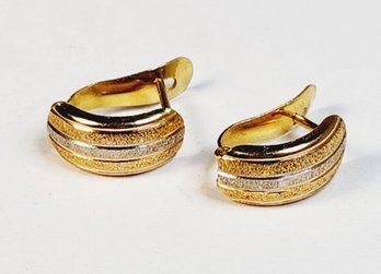 Unique Rare European  700 Fine Carat  Yellow Gold Vintage Earrings (tested)