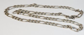 Sterling Silver Figaro Link Long Chain Necklace