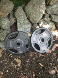 Pair Of 45lb Cast Iron Weight Plates Lot#2