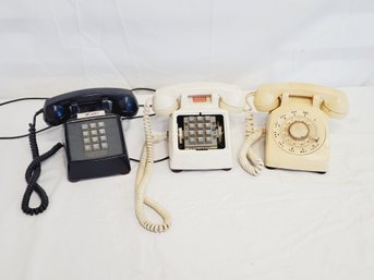 Three Vintage Bell Systems Push Button & Rotary Dial Telephones