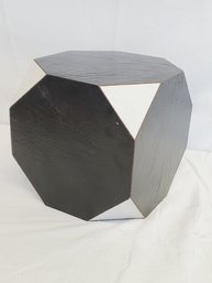 Vintage MCM Textured Black & White Geometic Small Stand Table