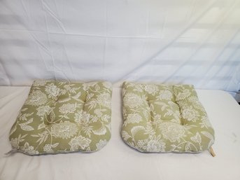 Two Newport Seafoam Green & White Chair Cushions