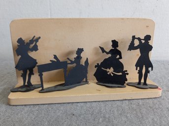 Wood Cut Out With Silhouette Figures