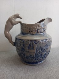 Blue Painted Pottery Pitcher