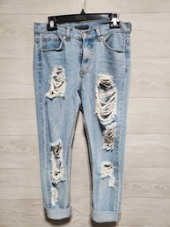 Ladies Pair Of Brandy Melville Distressed Ripped Denim Jeans - Size Small