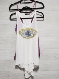 Free People & Kim Tucker Evil Eye Embellished Misses Fashion Tank Tops