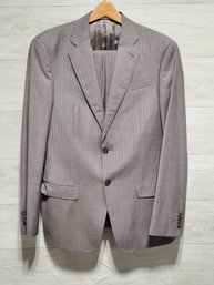 Men's Gray & Blue Pinstripe 2 Piece Armani Collezioni E Line Suit - Size 38R