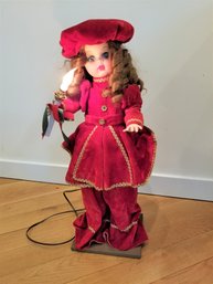 Vintage 24' Motionette Animated Caroler In Red Velvet Dress