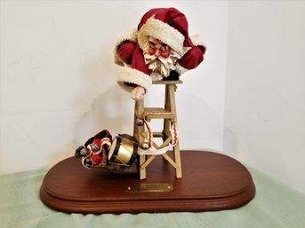 Vintage Clothtique Sculpture Santa On Ladder Saturday Evening Post Figurine Style 3598