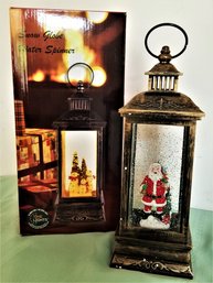 Light Up Santa Snow Globe Water Spinner Lantern With Timer