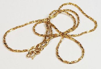 Vintage Italian 14k Yellow Gold Spiral Wheat Chain Link Necklace