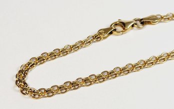 14k Italian Yellow Gold  11' Flat Anchor Chain Link Anklet / Bracelet