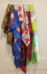 Six Vintage Hand Rolled Silk Scarves: Marcus, Lillian Vernon, Oscar De La Renta, Echo - Made In Japan  #2