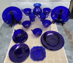 Large Lot Of Cobalt Blue Glassware (23 Pieces)