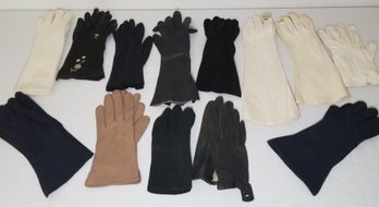 Thirteen Pairs Of Vintage Leather & Suede Ladies Gloves