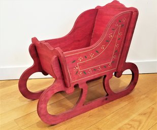 Charming Large Oversized Wooden Red Novelty Christmas Sleigh For Home Decor