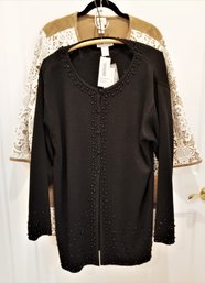 Women's Chino's Lace Jacket  And DonCastle Beaded Cardigan Sizes:  3 - Large