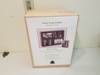 FETCO New Photo Curio Cabinet With Magnetic Frames In Walnut Finish - New In Box