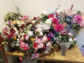 Silk Flower Arrangements & Stems Lot