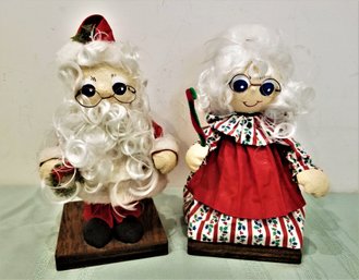 Charming Vintage Mr. And Mrs. Santa Claus 10' Paper Mache Figurines