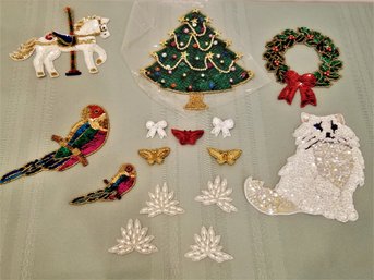 Set Of Vintage Various Size Beaded/Sequined Clothing Appliques