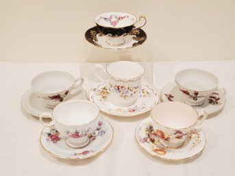 Six Vintage Bone China Tea Cup & Saucer Sets - Royal Kent, Queen's, Aynsley & More - Lot 1Lot 2