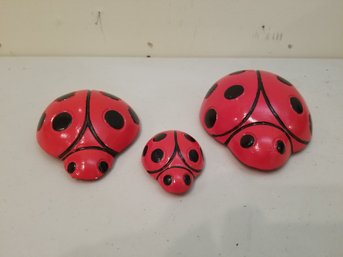 Vintage Red Ladybugs Plaster Wall Hanging Decor