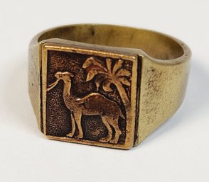 Vintage Brass And Copper CAMEL Ring With Camel - Size: 10