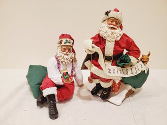 Two Vintage 1990s Clothique Possible Dreams Santa Claus Figurines -One Is Music Box!!  (Lot 2)