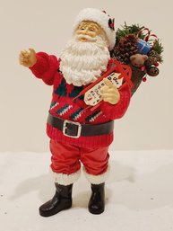 Vintage Dept 56 Possible Dreams Clothtiques Santa In Sweater With Sack And Gift List, 1990s