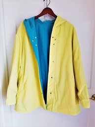 Talbots Classic Yellow Reversible Hooded Raincoat Size 2x