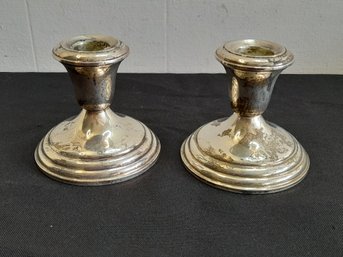 Revere Silver Smiths Sterling Reinforced With Cement Candle Stick Holders