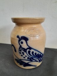 Blue Bird Painted Pottery Crock #2