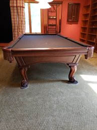 An Amazing Looking 9' Olhausen Slate Bed Pool Table With Black Cloth