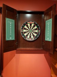 Winmau Professional Dart Board In Olhausen Wood Cabinet