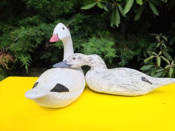Two Hand-Painted Decoy Ducks