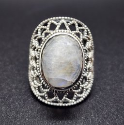 Rainbow Moonstone Sterling Silver Ring