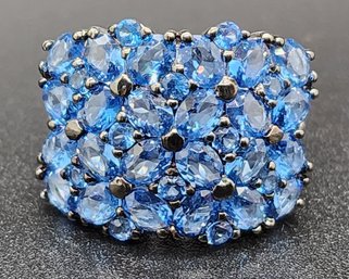 Blue Spinel, Rhodium Over Sterling Ring