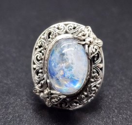 Bali, Moon Glow Moonstone Ring In Sterling