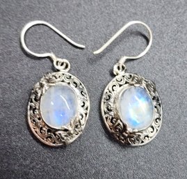 Bali, Moon Glow Moonstone Earrings In Sterling Silver