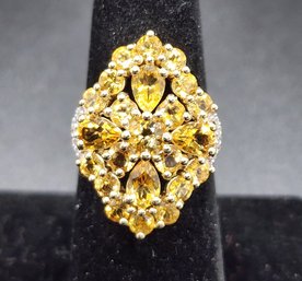 Yellow Citrine, 18k Yellow Gold Over Sterling Ring