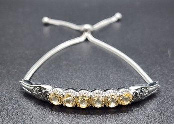 Brazilian Citrine Bolo Bracelet In Stainless Steel