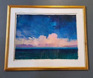 1990 Michael Shannon Oil On Paper Seascape