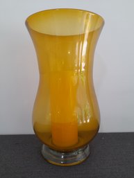 Yellow Glass Candle Holder