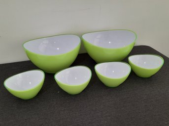 Melamine Green And White Salad Serving Bowls