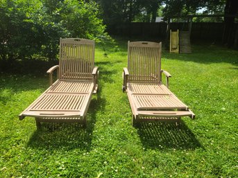Two High Quality By Outdoor Classics Teak Lounge Chairs