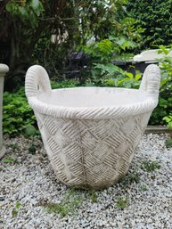 Pretty Basket Weave Patterned Vintage Concrete Planter