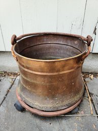 Antique Copper Planter / Bucket /Cauldron Wheels Not Included