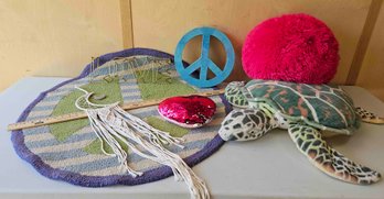 Peace Decor Lot And A Melissa And Doug Turtle Pillow