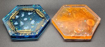 Lot Of 2 Handmade Resin Coasters